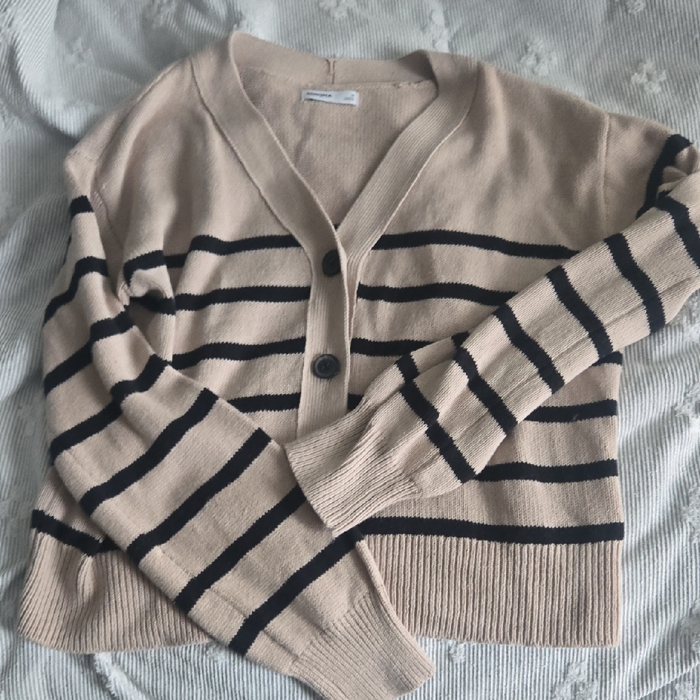 Sonoma Beige and Black Striped Cardigan